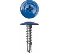 Крашеный саморез с пресс-шайбой со сверлом КВАДРА 4.2x16 RAL 5005, кop. 200 шт. 500516220200