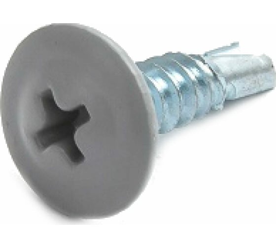 Крашеный саморез с пресс-шайбой со сверлом КВАДРА 4.2x16 RAL 7004, кop. 200 шт. 700416220200 1