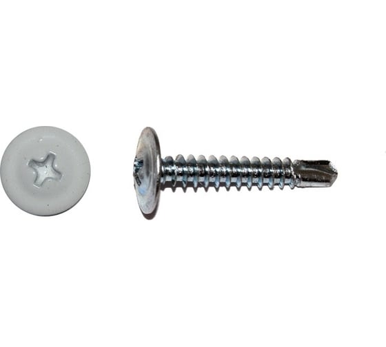 Крашеный саморез с пресс-шайбой со сверлом КВАДРА 4.2x19 RAL 9003, кop. 200 шт. 900319221200 1
