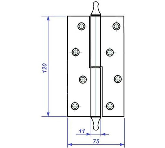 Накладная петля с короной Левша ALTEZTA 1007 120x75x2.5, хром, левая У1-7680.Хл