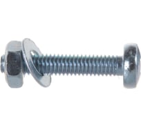 Оцинкованные винты с гайками и шайбами Стройбат DIN 7985, полукруглый, М6x60, 200 шт 563700