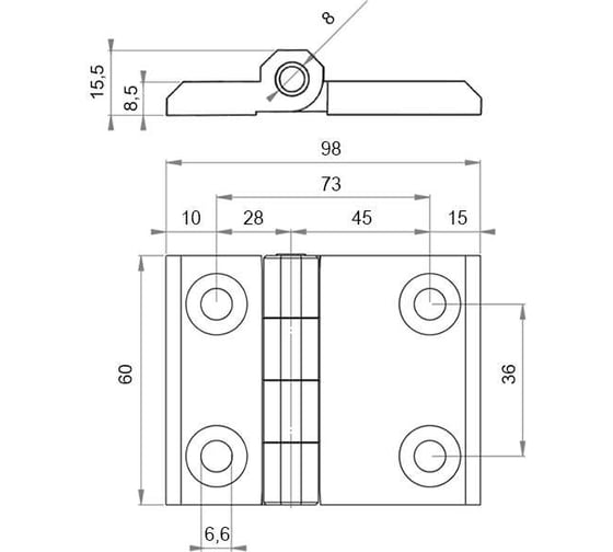 Шарнирная накладная петля EMES IM60X98