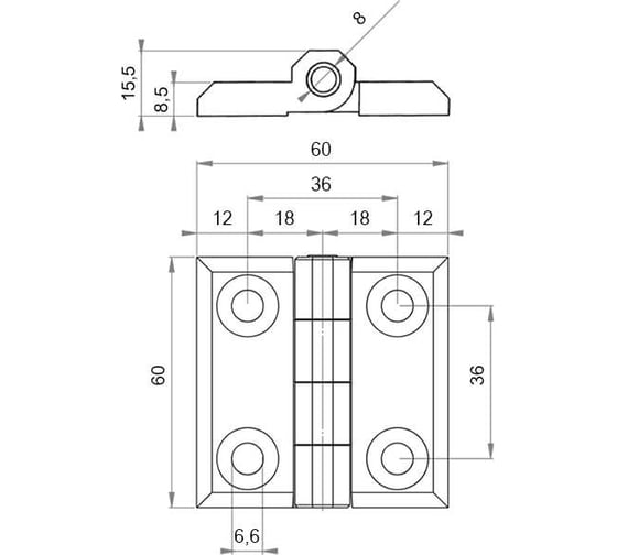 Шарнирная накладная петля EMES IM60X60