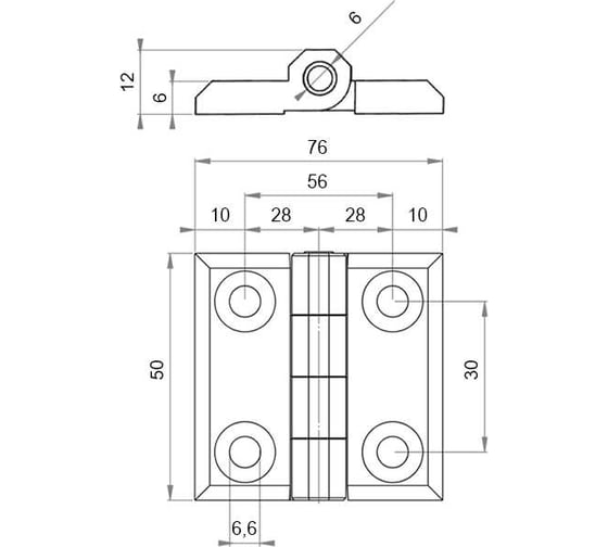 Шарнирная накладная петля EMES IM50X76