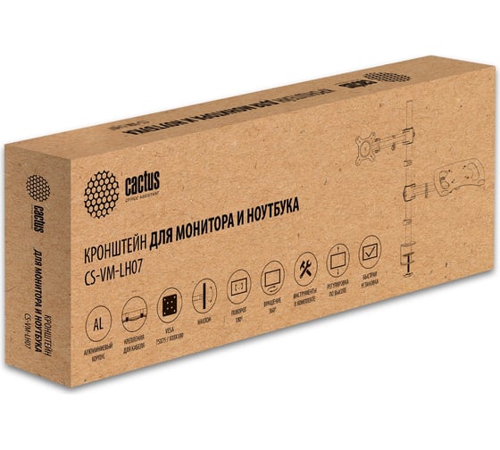Кронштейн для монитора/ноутбука CACTUS CS-VM-LH07-BK черный, 13"-27" макс. 8 кг, настольный, поворот и наклон 1380918