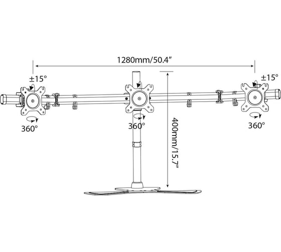 Кронштейн для мониторов CACTUS CS-VM-MP330S-BK черный, 15"-24" макс. 8 кг, настольный, наклон 2 441655