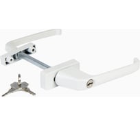 Балконная двойная узкая ручка с замком Дверной Страж металл, обычная, 4-х позиционная ДС42160