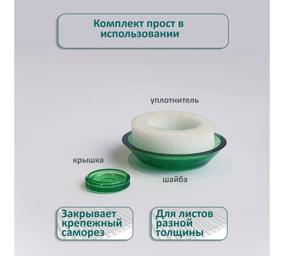 Универсальная термошайба ЭНТЕН D38, комплект с прокладкой, зеленая, уф-защита, 25 шт. 062