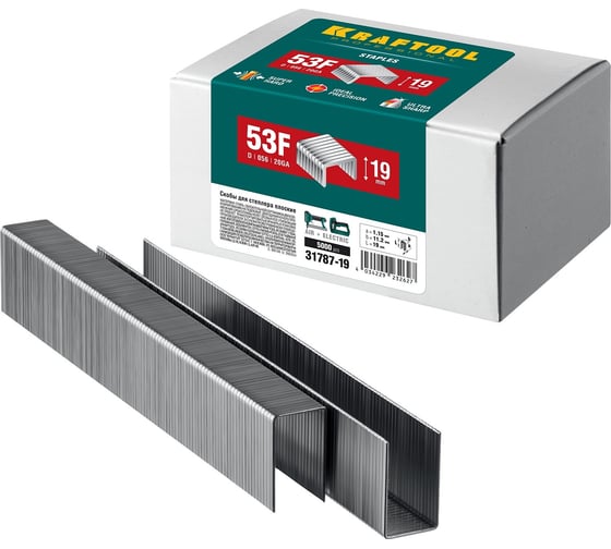 Скобы для степлера KRAFTOOL тип 20GA (53F/D/056) 19мм, 5000 шт, 31787-19