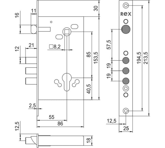 Врезной замок Эльбор ReX.1.2