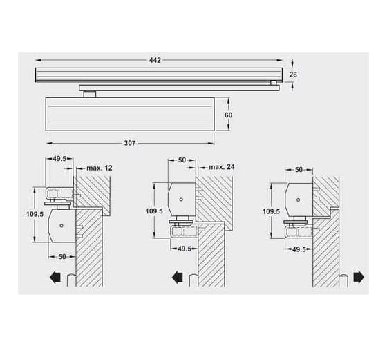 Доводчик Hafele Star-tec латунь DCL92 931.20.338