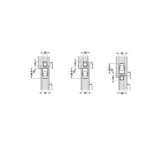 Скрытый доводчик Hafele DCL 34 EN3 со скользящей тягой, без фиксатора 931.84.049