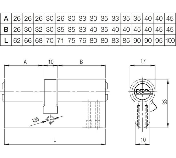 Цилиндровый механизм KALE KILIT 164SNC 30+10+35:75mm, NP, 5K, STB, к-к 164SNC00308