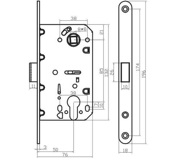 Магнитная защелка PALIDORE L3085 GRAFIT (графит), цилиндр 98761231