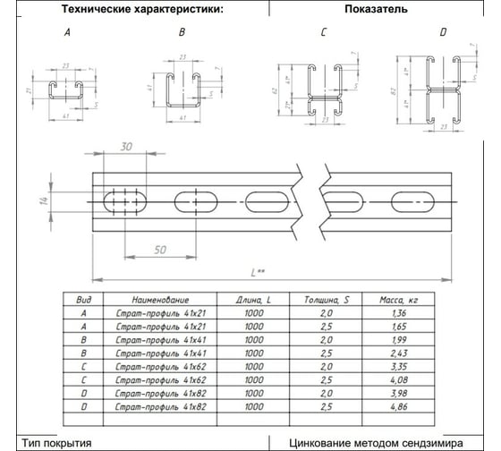 Страт-профиль Fachmann 41x62x2,5x1000 11.104