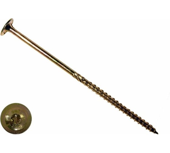 Саморезы с прессшайбой по дереву КРЕП-КОМП СТ06030 10х300 мм, желтые, 25 шт. спд10300 1