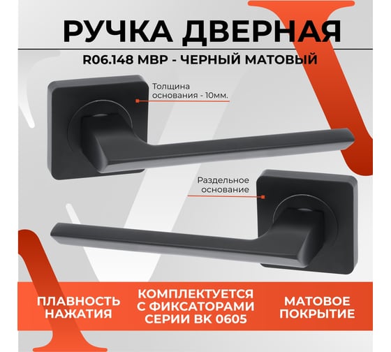 Ручка на раздельном основании VЕTTORE R06.148 MBP черный матовый 20233