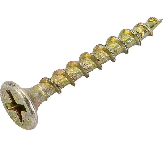 Саморезы МТК потайная головка, крупный шаг, жёлтый цинк, 3,5x32 500 шт. 113249