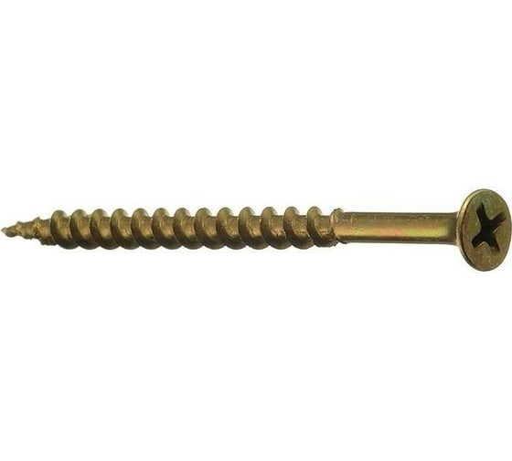 Саморезы МТК потайная головка, крупный шаг, жёлтый цинк, 4,2x65 250 шт. 114573 1