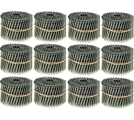 Барабанные гвозди КОРДЛЕНД 3000 шт. (12 кассет по 250 шт.) Ø 2,8 мм, длина 80 мм, Ø шляпки 6,8 мм, ершеные GVB-00028.12