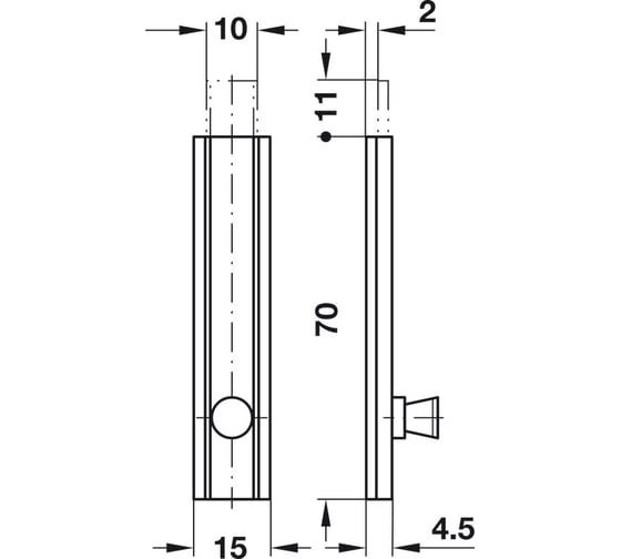 Ригель Hafele 70 мм 252.01.245