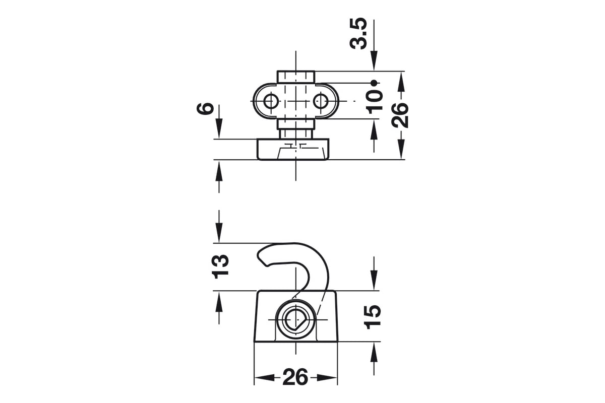 Крючок-защелка для центрального замка Hafele с поворотным стержнем ...