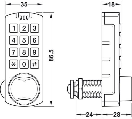 Замок для ячеек Hafele Minilock 225.12.340