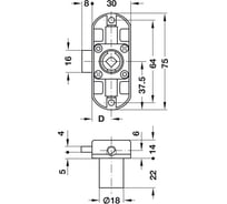 Замок с поворотной штангой Hafele Symo никелированное покрытие 18/15 224.64.650
