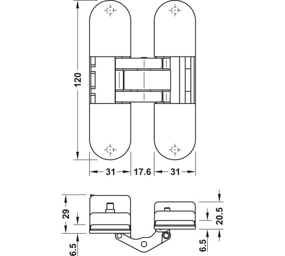 Скрытая петля Hafele, черная, 120 мм 927.91.343
