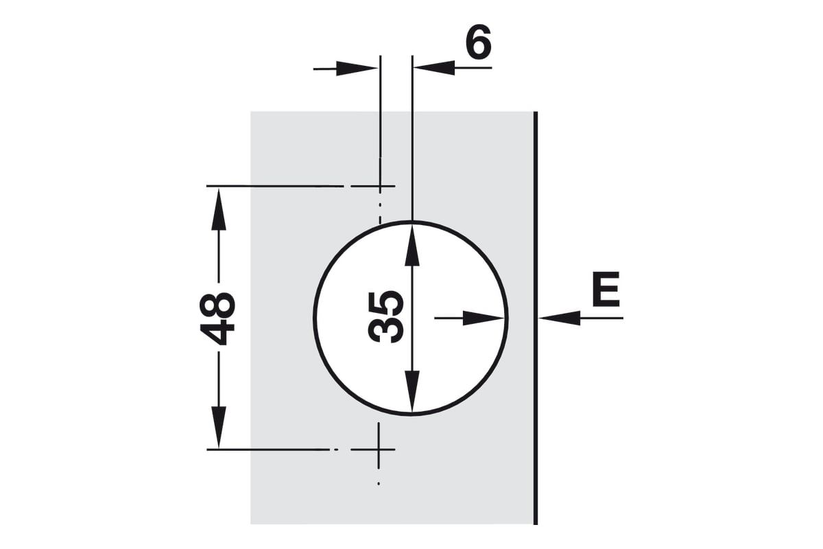 Петля Duomatic Standard 94 гр. для накладной двери (до 35 мм), схема 52/5,5 мм