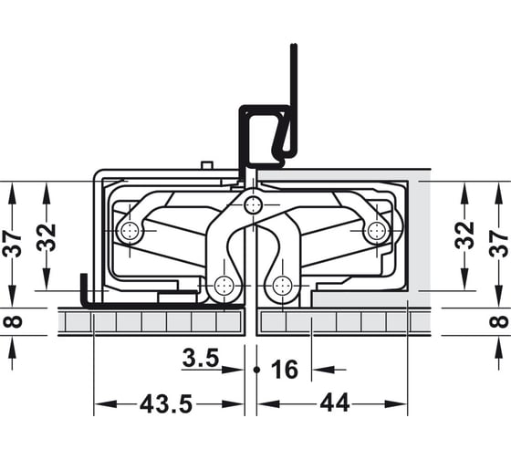 Скрытая петля Hafele Tectus TE 5403D A8, хром, матовая 924.17.323