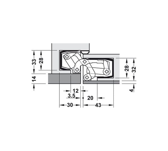 Петля Hafele врезная TE541 3D FVZ F1 924.19.019