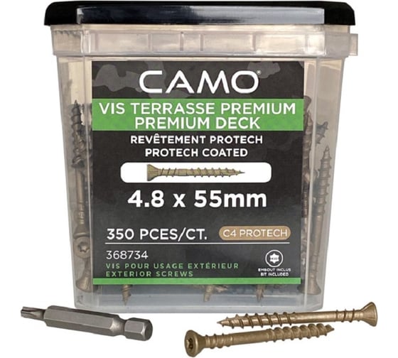 Саморезы Camo PREMIUM DECKING SCREW PROTECH 55x4.8 мм, C4, T25, 350 шт. 0368734