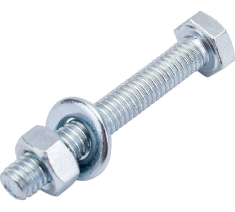 Болт Невский Крепеж DIN 933, с шестигранной головкой, цинк, М6x40 + гайка + шайба 6 шт. 812719