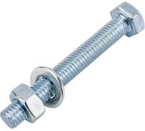 Болт Невский Крепеж DIN 933, с шестигранной головкой, цинк, М8x60 + гайка + шайба 4 шт. 812724