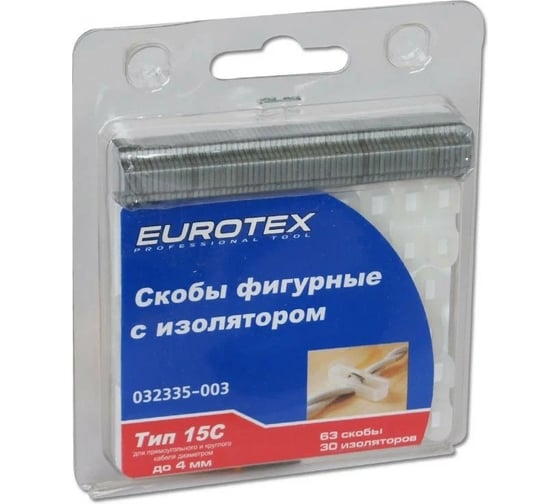 Фигурные скобы c изолятором для прямоугльного и круглого кабеля КРЕП-КОМП EUROTEX 4 мм 032335-003 1