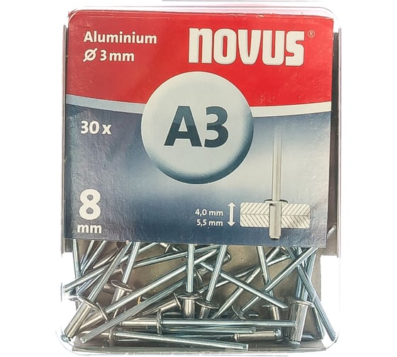 Заклепки 30 шт. (3х8 мм) Novus 045-0021