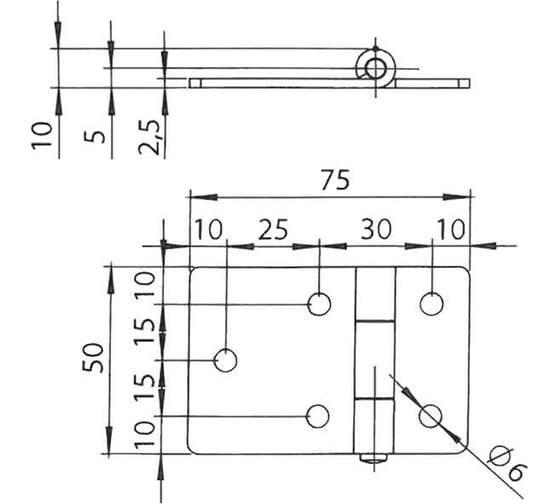 Шарнирная накладная петля EMES SIM50X755