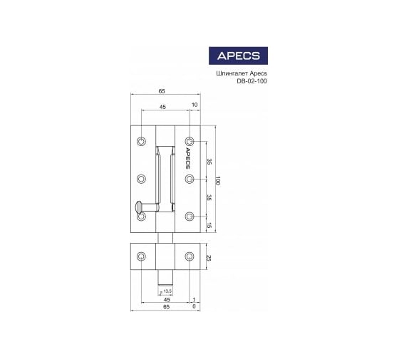 Шпингалет APECS DB-02-100-CR 11521