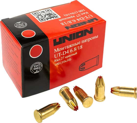Монтажные патроны UNION UT-D4 6,8/18 красный, 100шт 4631165849553
