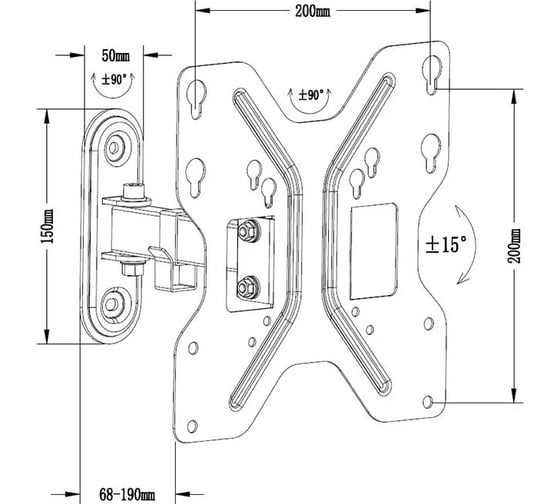 Наклонно-поворотный кронштейн TRESS черный WM-25221M