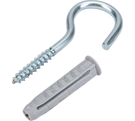 Шуруп-полукольцо Невский Крепеж 4x30 + дюбель 4-распорный, нейлон, 6x30 6 шт. 818729