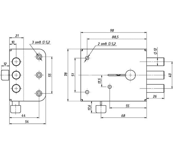 Накладной замок Siblock ЗНС-10-1, 4 ключа 499