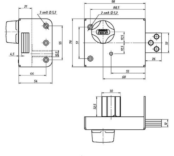 Накладной замок Siblock ЗНС-10-6, 4 ключа 518