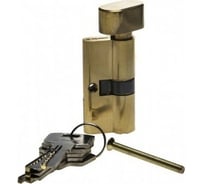 Цилиндровый механизм повышенной защищенности ЗУБР "ЭКСПЕРТ" тип "ключ-защелка", цвет латунь, 6-PIN, 60 мм 52107-60-1