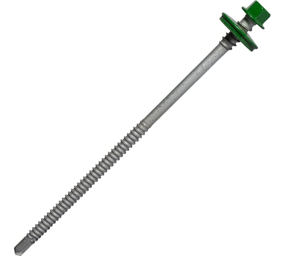 Саморез для сэндвич-панелей HARDWEX ТМ HWX5-P10-6.3/5.5x135 мм, св.№3, RUSPERT, RAL 6002, 100 шт. 5190000240706 1