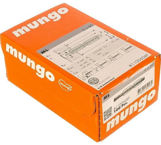 Дюбель 6x60 для пустотелого кирпича Mungo ML 100 шт. MUN-1100606