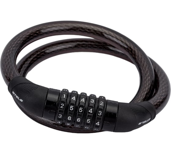 Трос-замок STELS 84620 длина 800 мм, диам. 15 мм, кодовый замок, черный LU049516