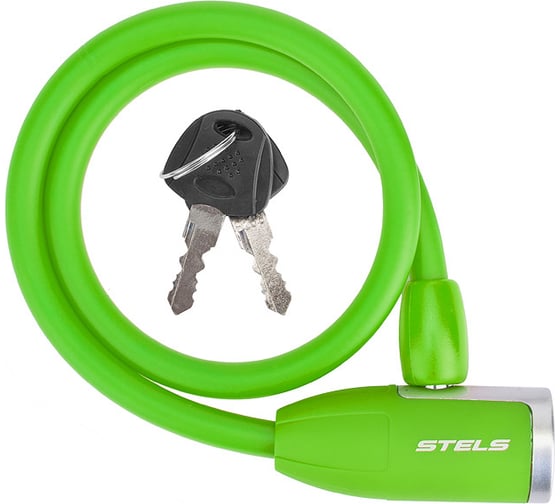 Трос-замок STELS 84356 с ключом, со стальным тросом, 10x650 мм, зеленый LU059786 1