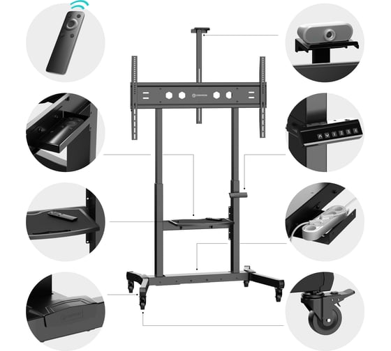 Моторизированная мобильная стойка для телевизора 50"-100" ONKRON TS1991E-B